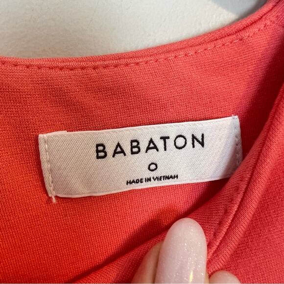 Aritzia Babaton Miguel Dress in Coral Pink Sz 0 Ponte Shift Stretch Sleeveless - Picture 4 of 8